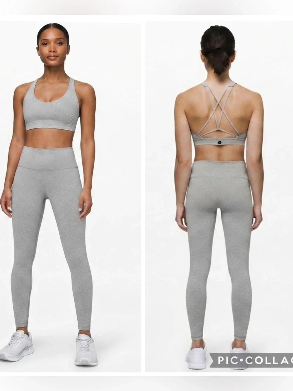 Prana Heavana Heather Gray Strappy Sports Bra